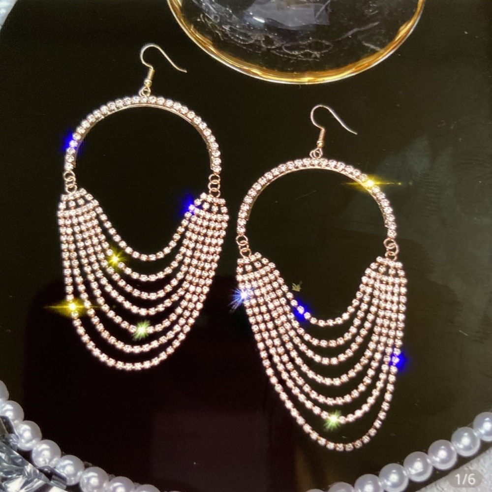 🌟 Gold Plated Big Circle Rhinestone Earrings